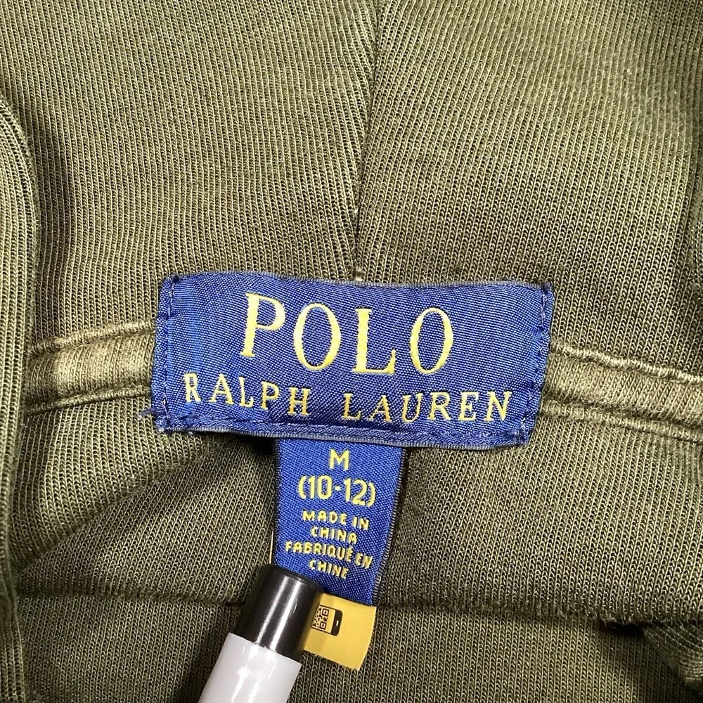 Boys Polo‎ Ralph Lauren Full Zip Hooded Sweatshirt Medium (10-12) Olive Green